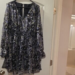Torrid Black and Purple Floral Long Sleeve Dress